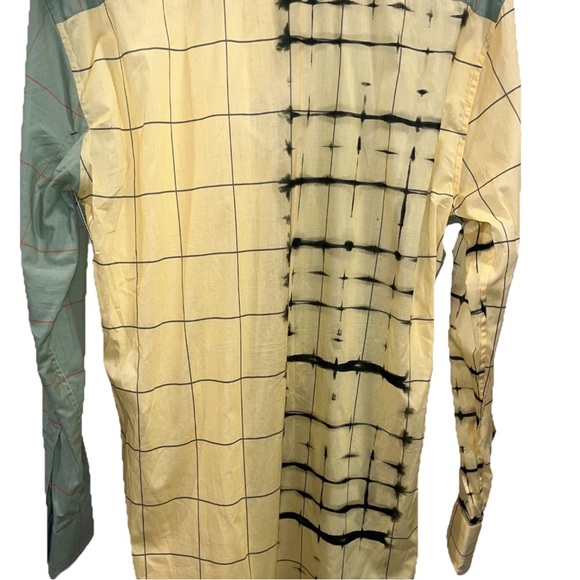 LOEWE Check Wrap Shirt Blouse Green Yellow Plaid Tunic IT 40 US 4 Cotton Silk - Picture 9 of 12